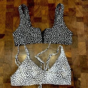 Set of 2 black and white Blackbough bikini tops size Small